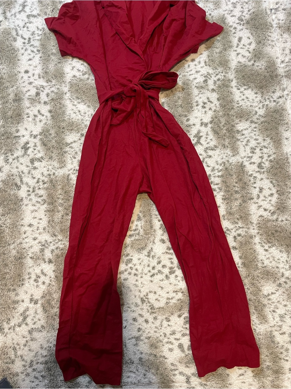 Mango red burgundy belted jumpsuit - Picture 8 of 8